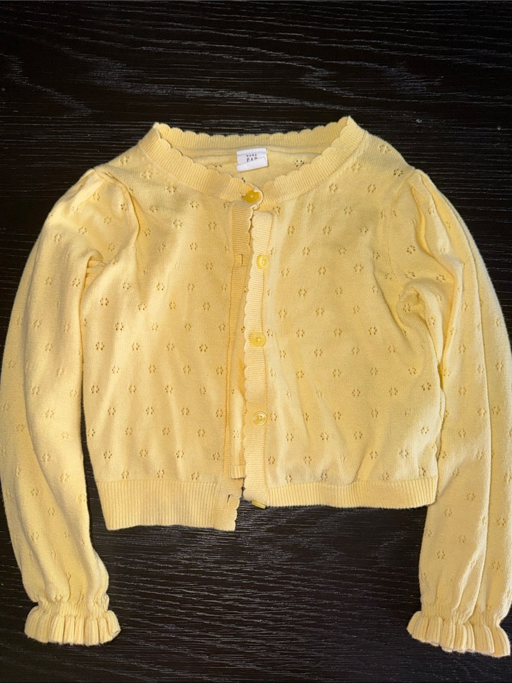 GAP Yellow Scallop-Trim Knit Cardigan